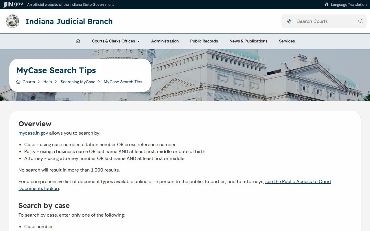 Tippecanoe County warrant search tips and case number fields