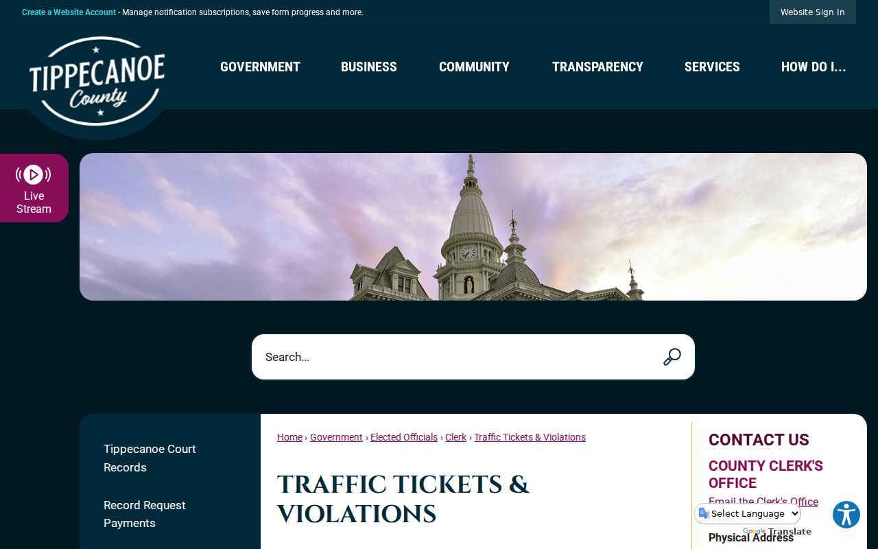 Tippecanoe County traffic warrant ticket and court instructions