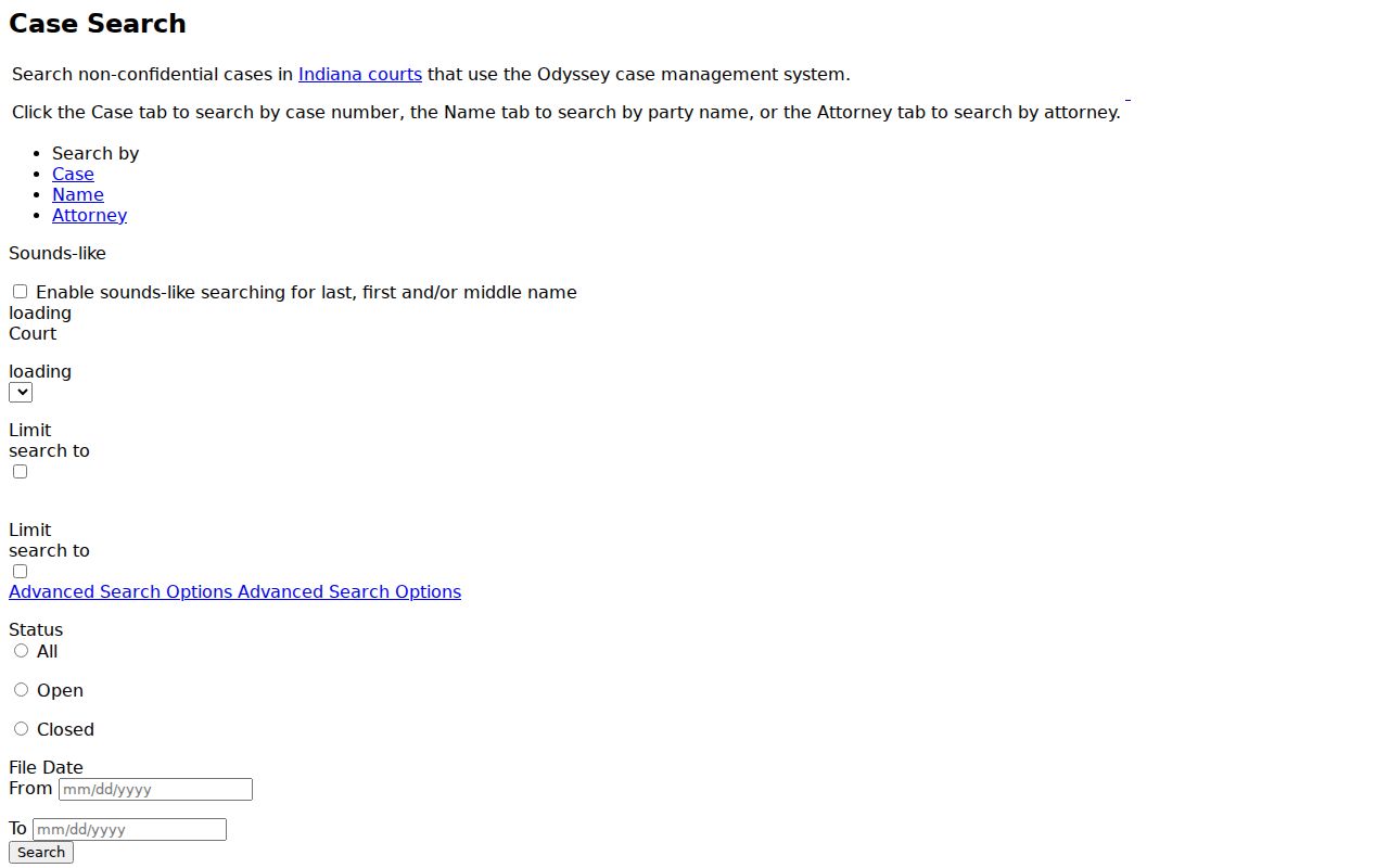 Tippecanoe County warrant records MyCase search form